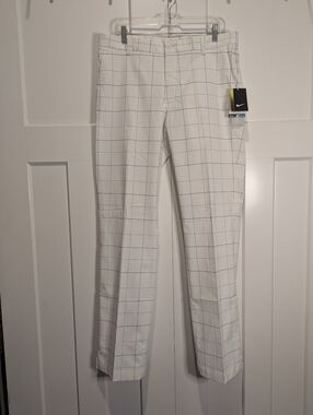 Nike Men’s White Grid-Pattern Golf Chinos Size 34X34